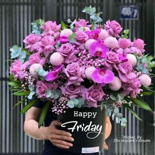 Giỏ Hoa Tông Màu Tím
